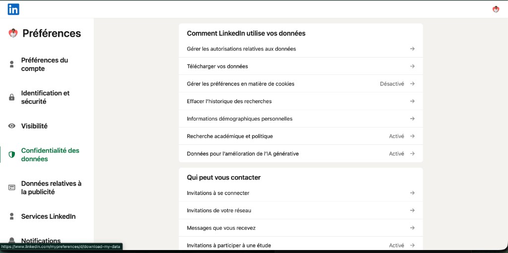 LinkedIn Data privacy